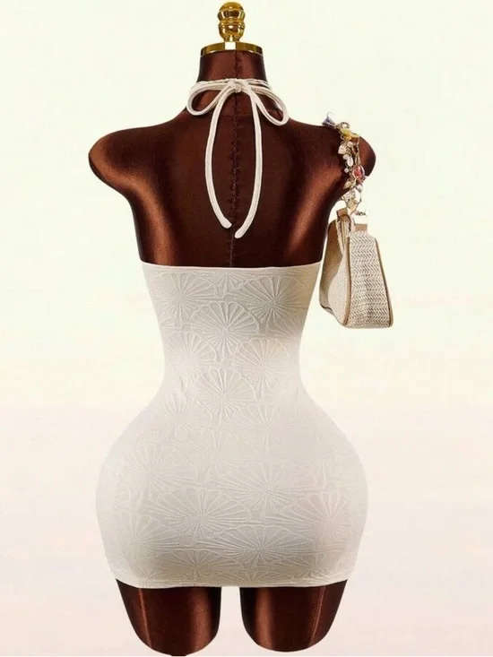 💕 Fashion Nova Cream Halter Rope-Trim Mini Dress 💕 - Picture 5 of 6